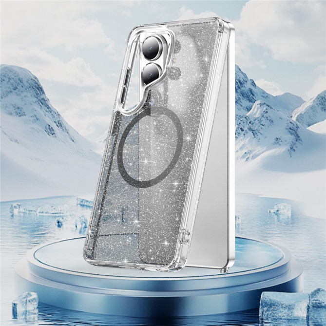 Coque Samsung Galaxy S26 Ultra Pailletée Magnétique avec Boutons Métalliques