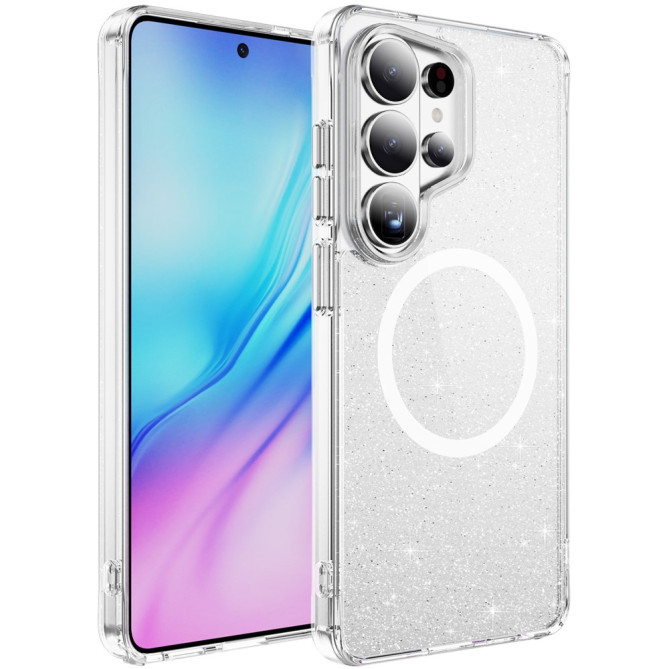 Coque Samsung Galaxy S26 Ultra Pailletée Magnétique avec Boutons Métalliques