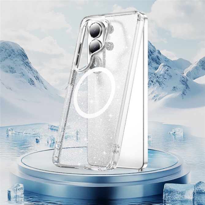 Coque Samsung Galaxy S26 Ultra Pailletée Magnétique avec Boutons Métalliques