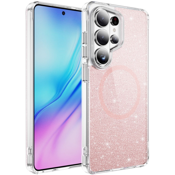 Coque Samsung Galaxy S26 Ultra Pailletée Magnétique avec Boutons Métalliques