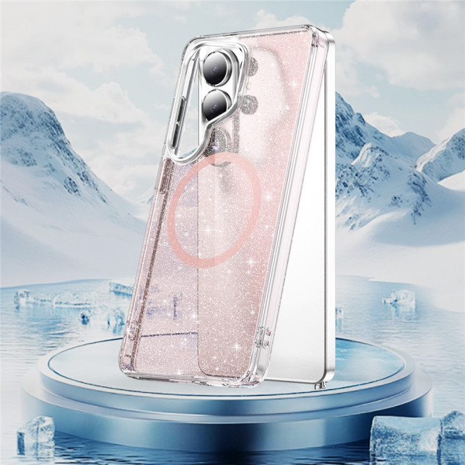 Coque Samsung Galaxy S26 Ultra Pailletée Magnétique avec Boutons Métalliques