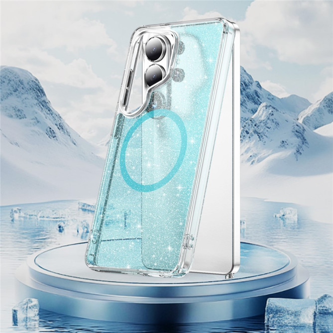 Coque Samsung Galaxy S26 Ultra Pailletée Magnétique avec Boutons Métalliques