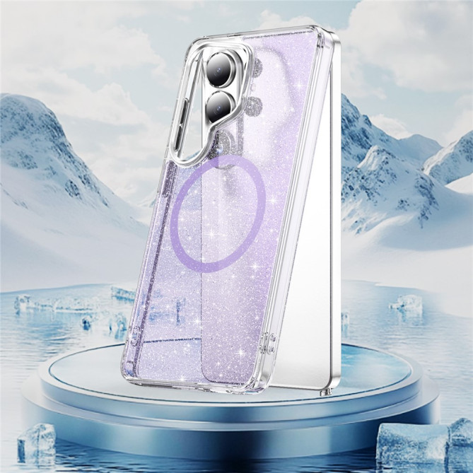 Coque Samsung Galaxy S26 Ultra Pailletée Magnétique avec Boutons Métalliques