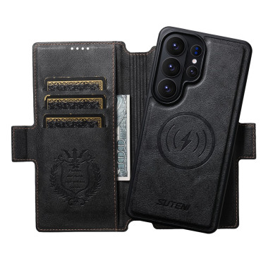 Coque Samsung Galaxy S26 Ultra Q-07 Magnétique Détachable Texture Cuir