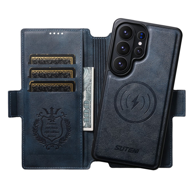 Coque Samsung Galaxy S26 Ultra Q-07 Magnétique Détachable Texture Cuir