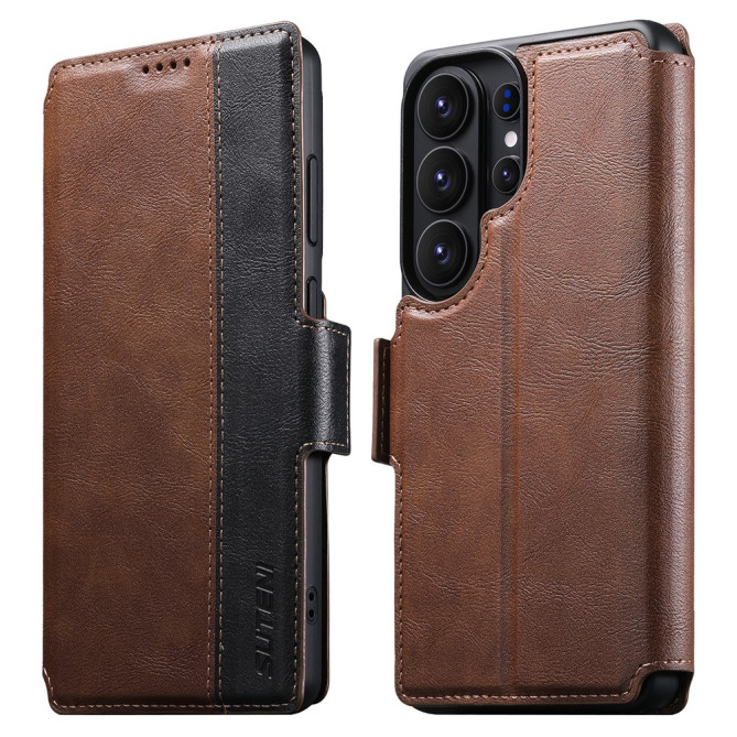 Coque Samsung Galaxy S26 Ultra Q-07 Magnétique Détachable Texture Cuir