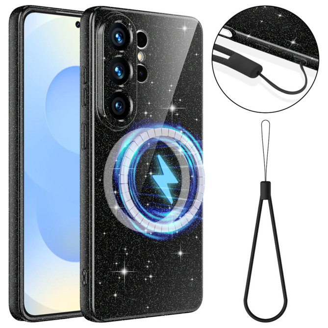 Coque Samsung Galaxy S26 Ultra Magnétique Pailletée avec Cordon