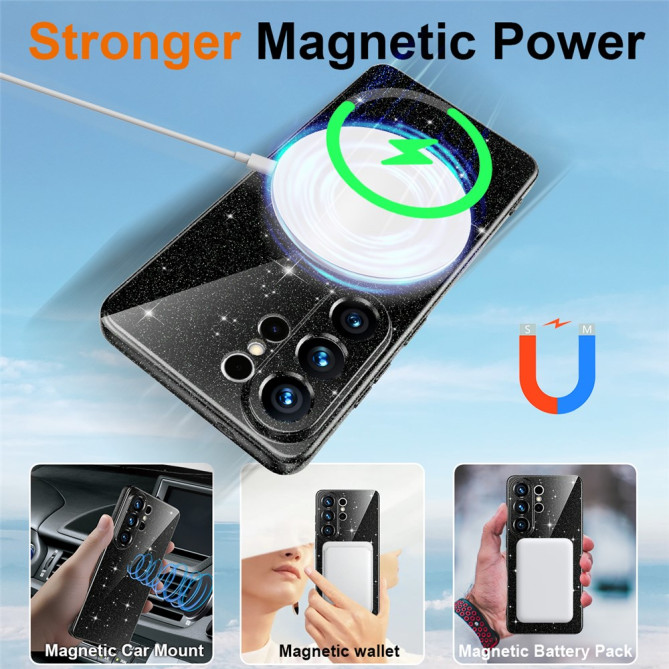 Coque Samsung Galaxy S26 Ultra Magnétique Pailletée avec Cordon