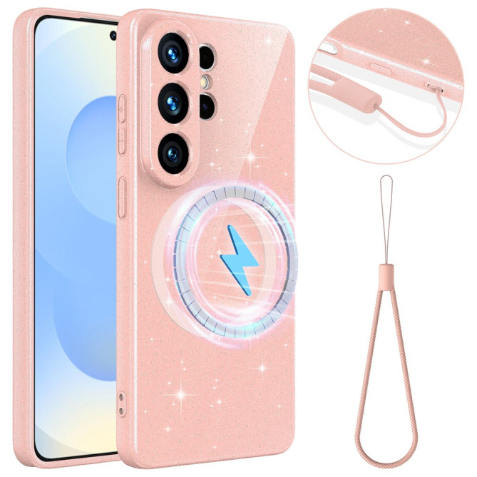 Coque Samsung Galaxy S26 Ultra Magnétique Pailletée avec Cordon