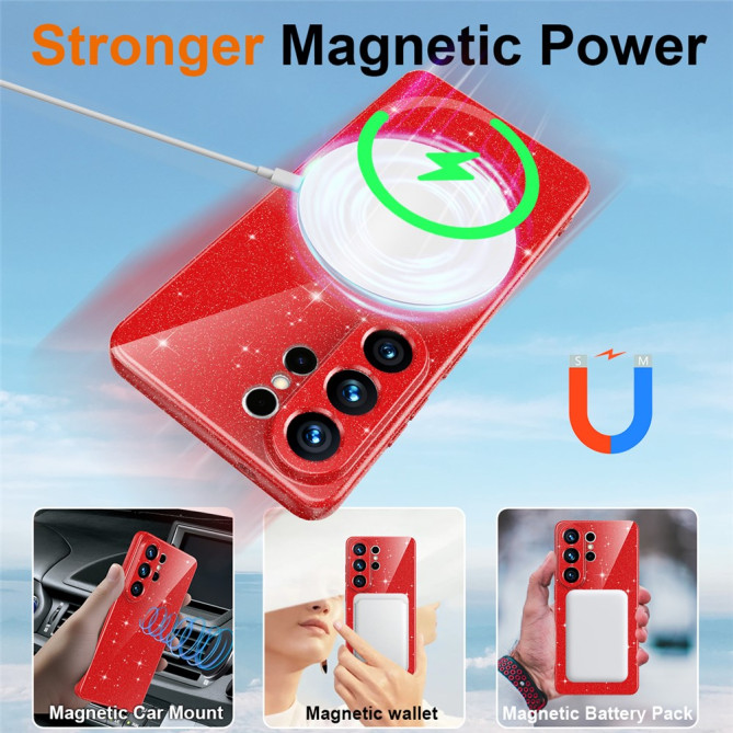 Coque Samsung Galaxy S26 Ultra Magnétique Pailletée avec Cordon