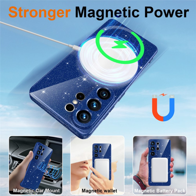 Coque Samsung Galaxy S26 Ultra Magnétique Pailletée avec Cordon