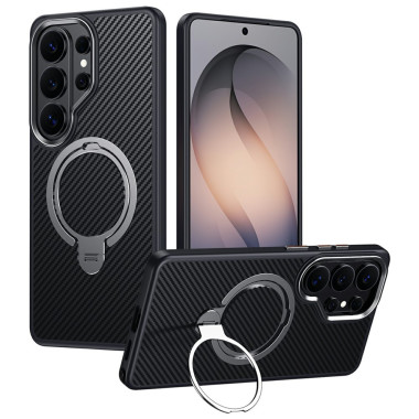 Coque Samsung Galaxy S26 Ultra Fibre de Carbone avec Anneau