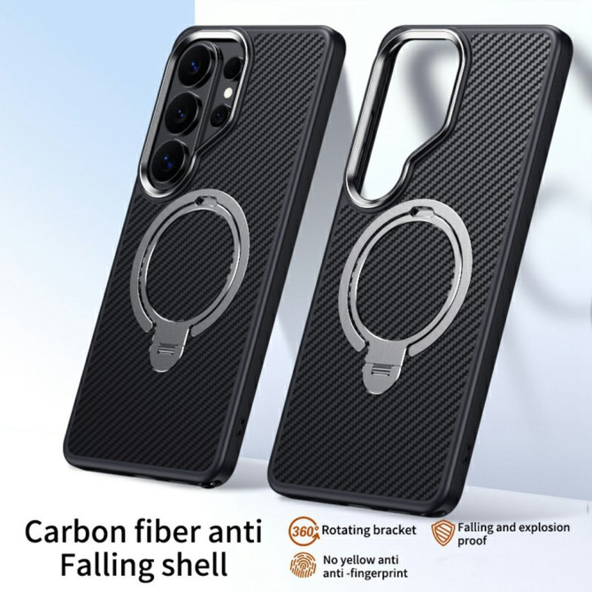 Coque Samsung Galaxy S26 Ultra Fibre de Carbone avec Anneau