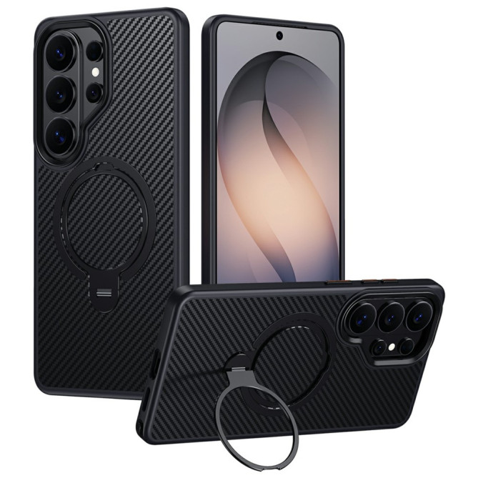 Coque Samsung Galaxy S26 Ultra Fibre de Carbone avec Anneau