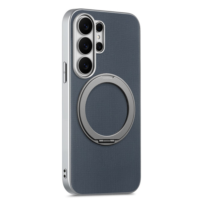 Coque Samsung Galaxy S26 Ultra Magnétique Texture Fine avec Anneau Support Rotatif