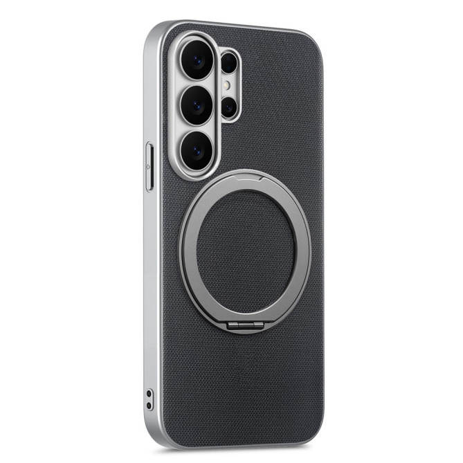 Coque Samsung Galaxy S26 Ultra Magnétique Texture Fine avec Anneau Support Rotatif