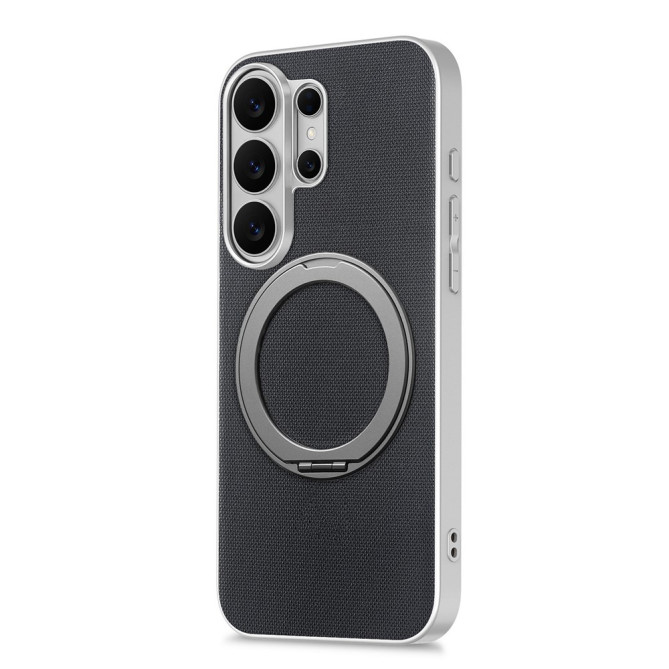 Coque Samsung Galaxy S26 Ultra Magnétique Texture Fine avec Anneau Support Rotatif