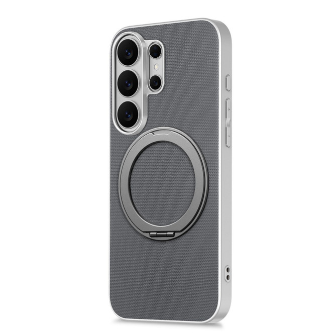 Coque Samsung Galaxy S26 Ultra Magnétique Texture Fine avec Anneau Support Rotatif