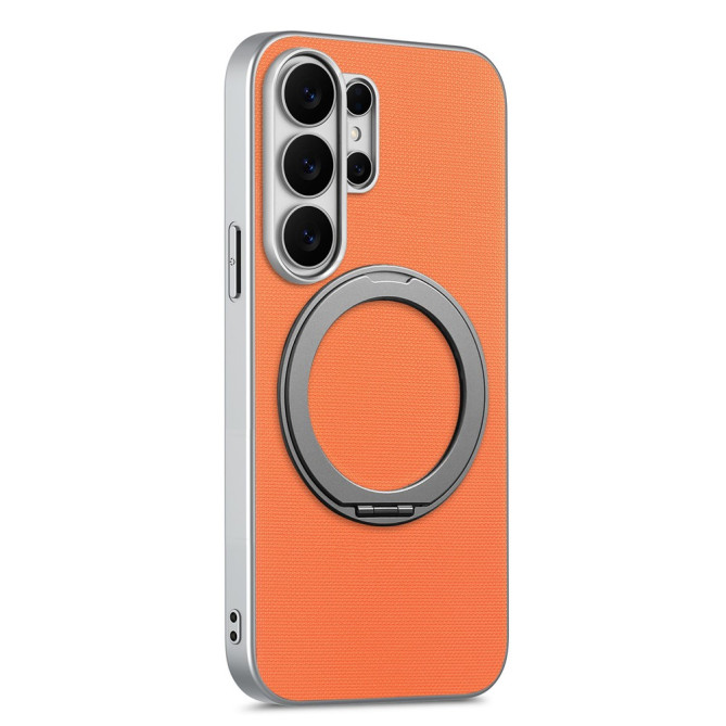 Coque Samsung Galaxy S26 Ultra Magnétique Texture Fine avec Anneau Support Rotatif