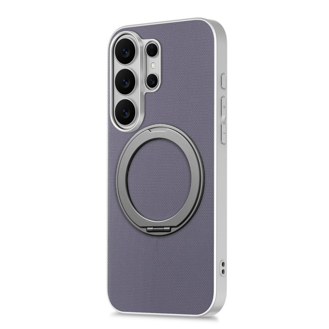 Coque Samsung Galaxy S26 Ultra Magnétique Texture Fine avec Anneau Support Rotatif