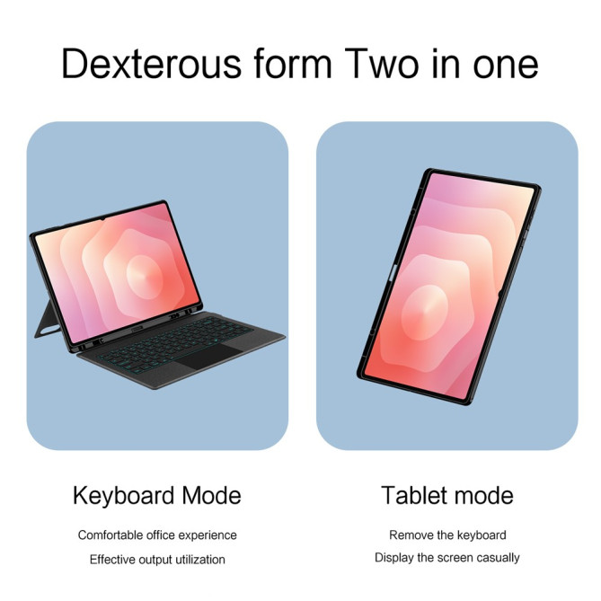 Housse Clavier Bluetooth Samsung Galaxy Tab S11 Ultra Rétroéclairée avec Pavé Tactile