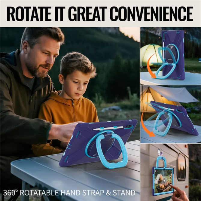 Coque Samsung Galaxy Tab S11 Ultra Armure Pro avec Poignée Rotative