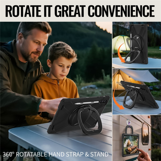 Coque Samsung Galaxy Tab S11 Ultra Armure Pro avec Poignée Rotative