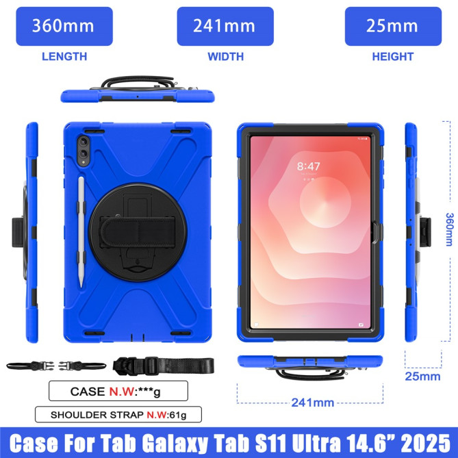 Coque Samsung Galaxy Tab S11 Ultra Armor Support Rotatif et Bandoulière