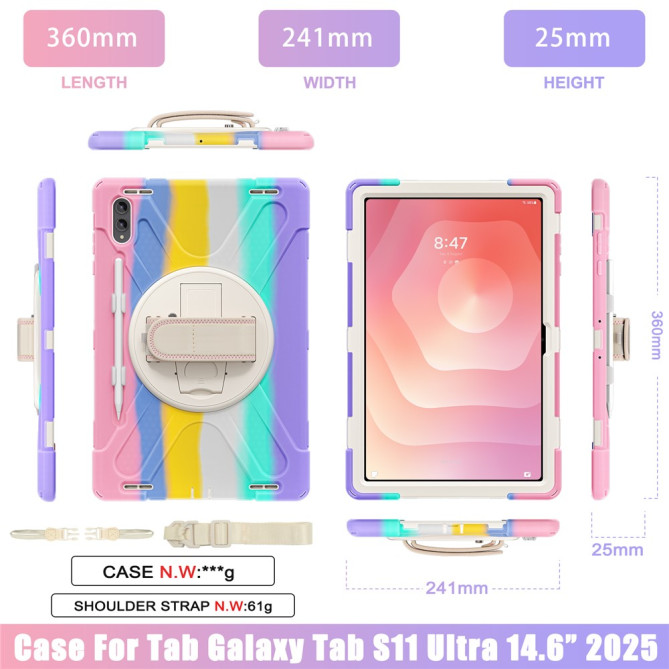 Coque Samsung Galaxy Tab S11 Ultra Armor Support Rotatif et Bandoulière