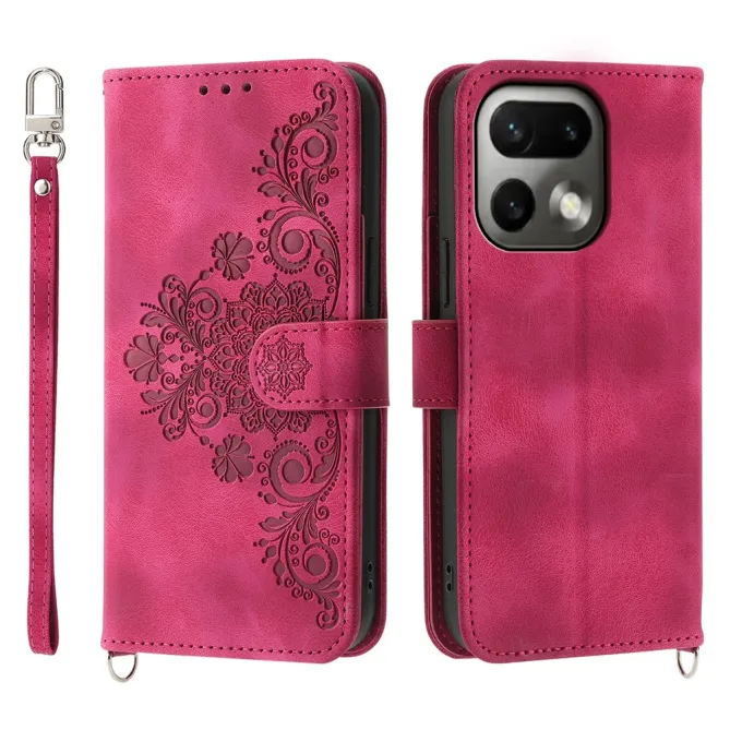 Housse Realme 16 Pro Portefeuille Fleur Bandoulière