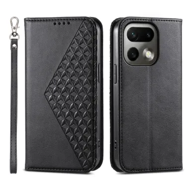 Housse Realme 16 Pro Aspect Cuir Lisse au Design Géométrique