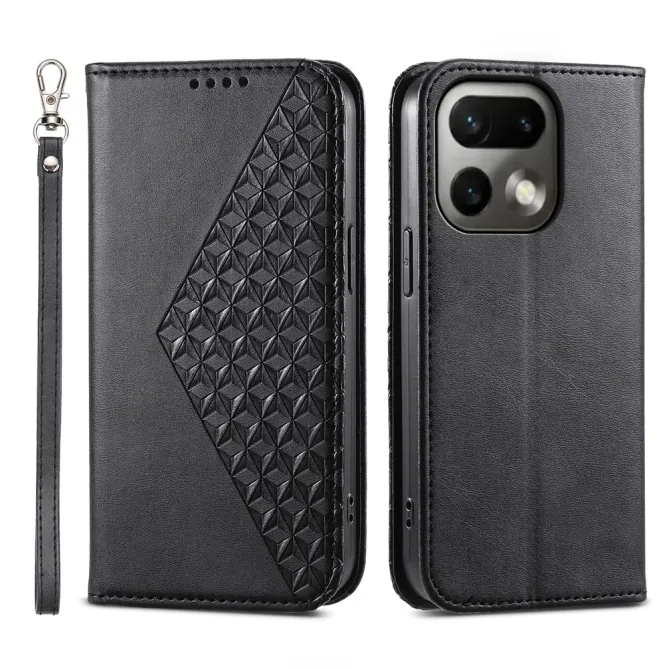 Housse Realme 16 Pro Aspect Cuir Lisse au Design Géométrique