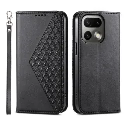 Housse Realme 16 Pro Aspect Cuir Lisse au Design Géométrique