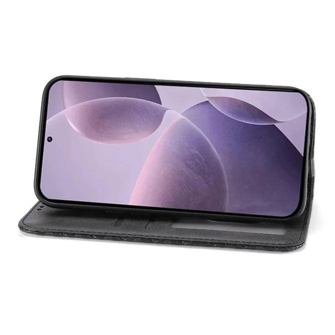 Housse Realme 16 Pro Aspect Cuir Lisse au Design Géométrique