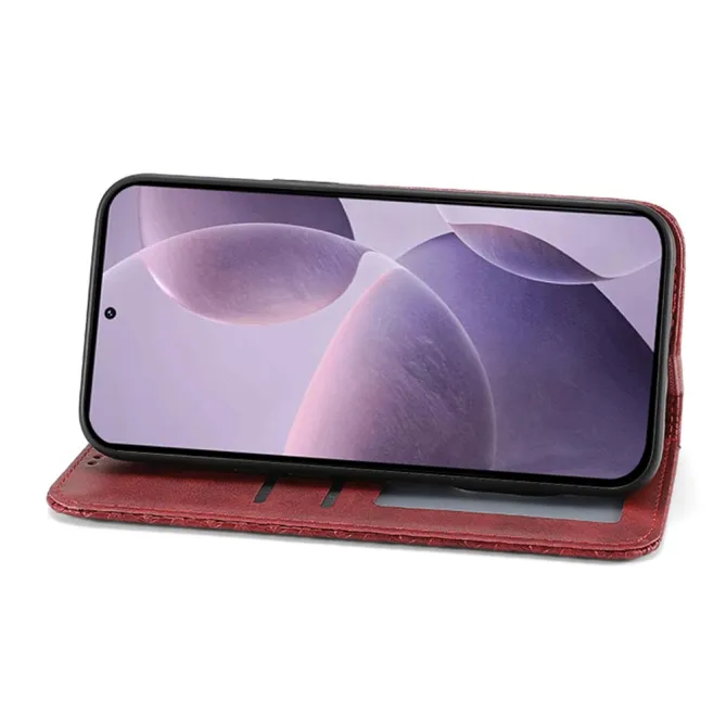 Housse Realme 16 Pro Aspect Cuir Lisse au Design Géométrique