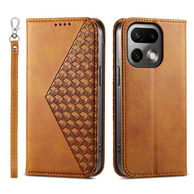 Housse Realme 16 Pro Aspect Cuir Lisse au Design Géométrique