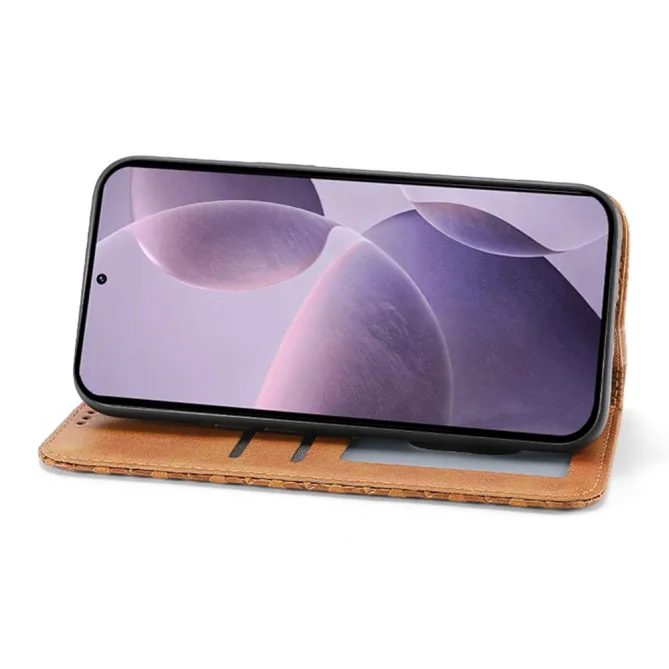 Housse Realme 16 Pro Aspect Cuir Lisse au Design Géométrique