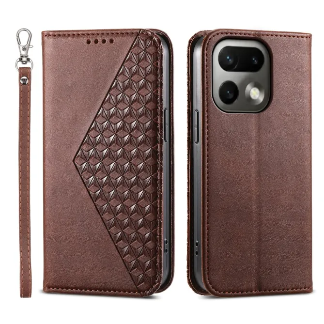 Housse Realme 16 Pro Aspect Cuir Lisse au Design Géométrique