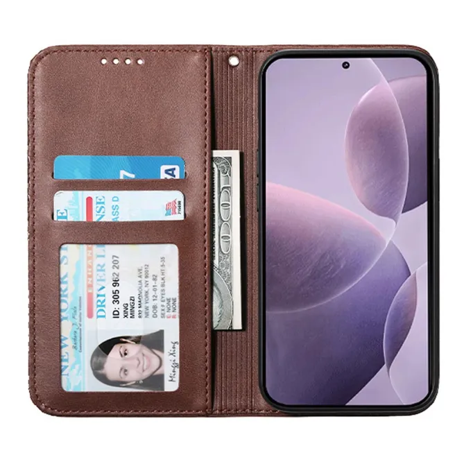 Housse Realme 16 Pro Aspect Cuir Lisse au Design Géométrique