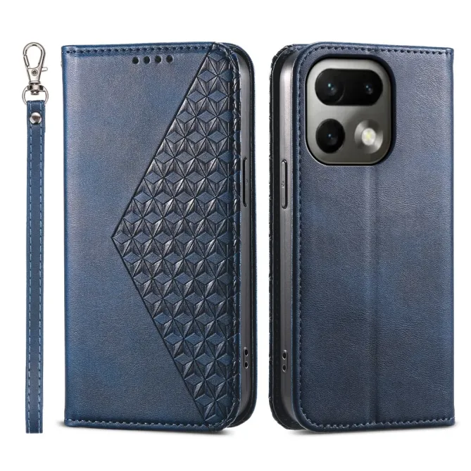 Housse Realme 16 Pro Aspect Cuir Lisse au Design Géométrique