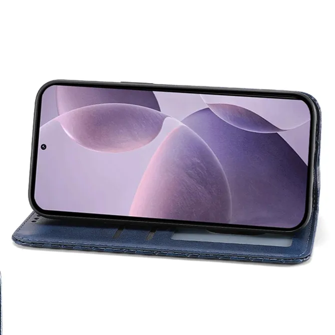 Housse Realme 16 Pro Aspect Cuir Lisse au Design Géométrique