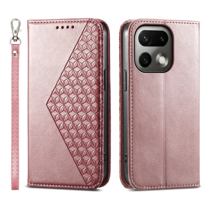 Housse Realme 16 Pro Aspect Cuir Lisse au Design Géométrique