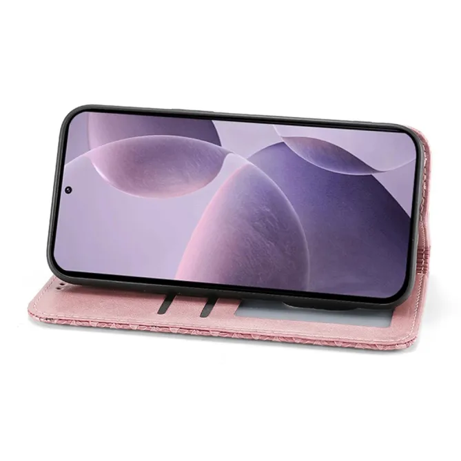 Housse Realme 16 Pro Aspect Cuir Lisse au Design Géométrique