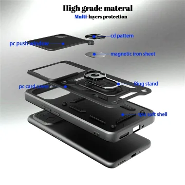 Coque Realme 16 Pro+ Armor Ring avec Cache Caméra Coulissant