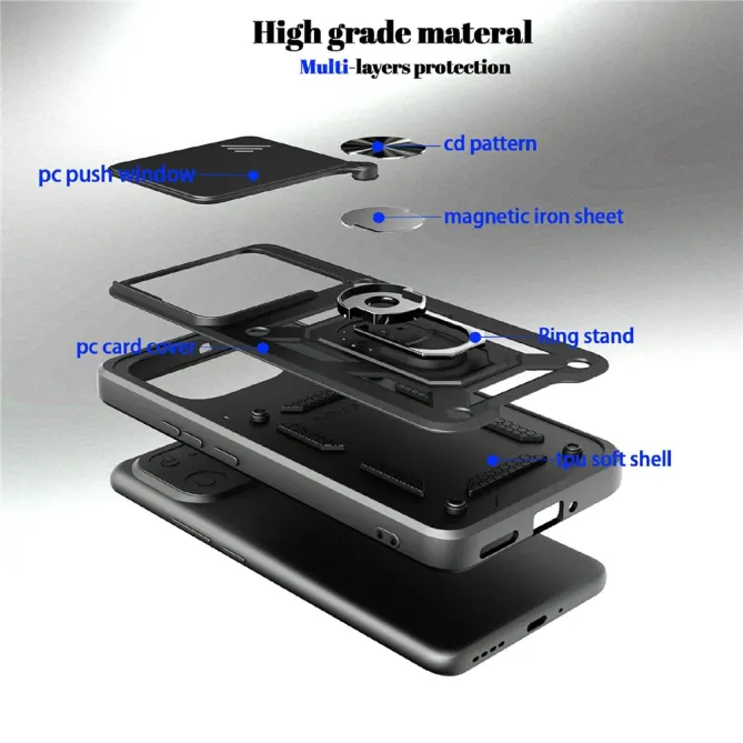 Coque Realme 16 Pro+ Armor Ring avec Cache Caméra Coulissant