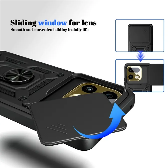 Coque Realme 16 Pro+ Armor Ring avec Cache Caméra Coulissant