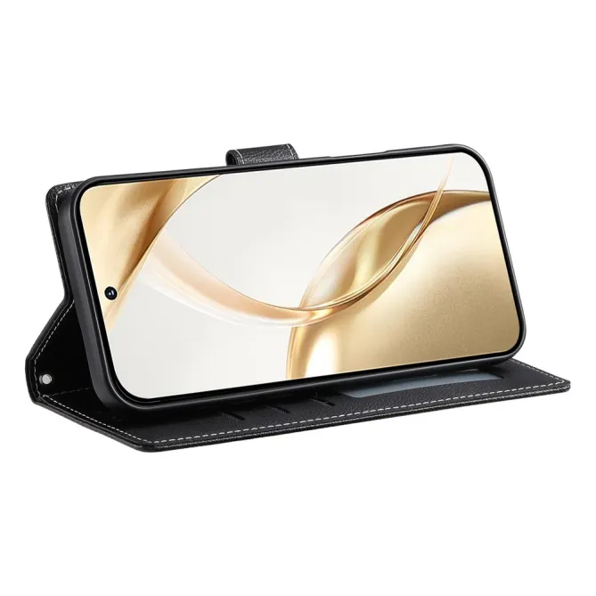 Housse Realme 16 Pro+ Portefeuille Litchi Bandoulière