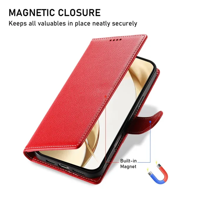 Housse Realme 16 Pro+ Portefeuille Litchi Bandoulière