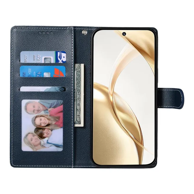 Housse Realme 16 Pro+ Portefeuille Litchi Bandoulière