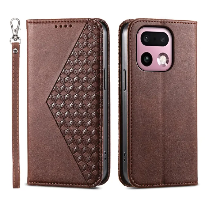 Housse Realme 16 Pro+ Aspect Cuir Lisse au Design Géométrique